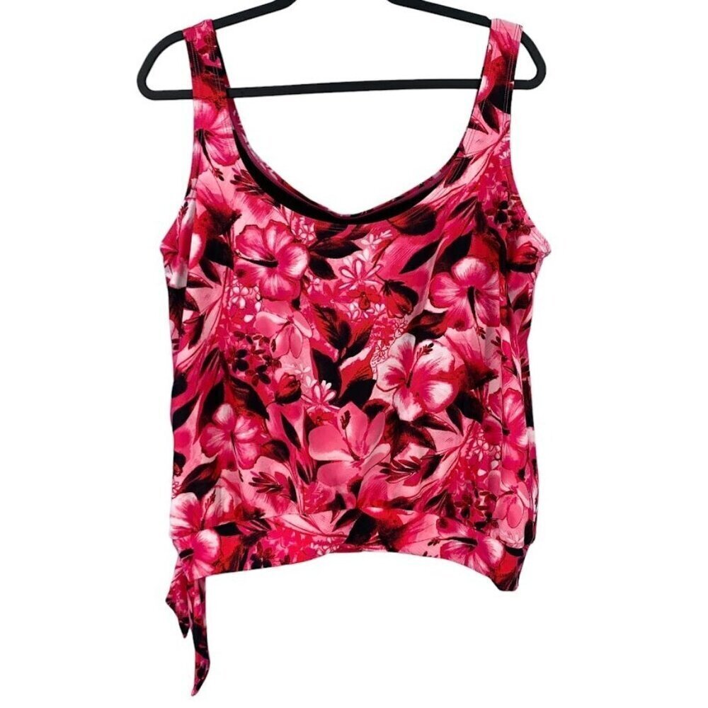 Swimsuits For All Tankini Top Size 16 Side Tie Pink Floral Built In Bra